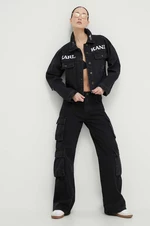 Džínová bunda Karl Kani dámská, černá barva, přechodná, oversize