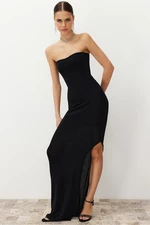 Trendyol Black Fitted Lined Shiny Long Evening Evening Dress