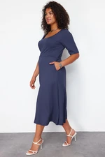 Trendyol Curve Navy Blue More Sustainable Midi Knitted Dress