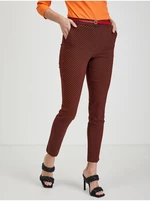 Orsay Black-Red Ladies Patterned Trousers - Women