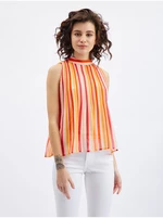 Pink and orange women's striped blouse ORSAY