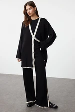 Trendyol Black Striped Knitwear Sweater Trousers Bottom Top Suit