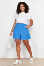 Trendyol Curve Blue Pleated Woven Shorts