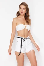 Trendyol White Mini Woven Denim 100% Cotton Shorts & Bermuda