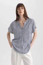 DEFACTO Crew Neck Regular Fit Short Sleeve Blouse