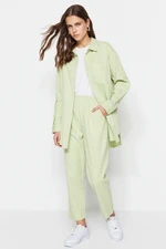 Trendyol Green Woven Cotton Shirt-Pants Set