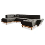 Ciemnoszara rozkładana sofa w kształcie litery "U" Miuform Dazzling Daisy, lewostronna