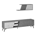 Biało-szary zestaw pod TV w dekorze marmuru 180x48 cm Fiona – Kalune Design