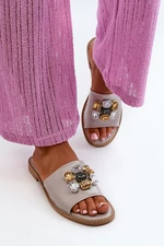 Dámské pantofle s ozdobami S.Barski Béžová