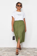 Trendyol Curve Khaki Midi Pencil Woven Skirt