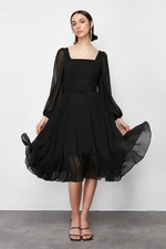 Trendyol Black Woven Tulle Elegant Evening Dress