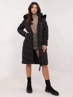 Black winter jacket with detachable hood