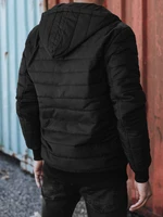 Men's transitional quilted jacket with hood black Dstreet