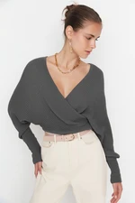 Trendyol Anthracite Double Breasted Knitted Sweater