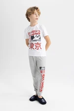 DEFACTO Boy's Printed Short Sleeve Pajamas Set