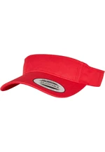 Curved red visor cap