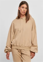 Women's organic oversized terry cloth with a hood in beige