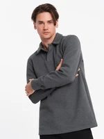 Ombre Men's structured knit polo collar sweatshirt - graphite melange