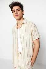 Trendyol Limited Edition Black Regular Fit Striped Textured Summer Shirt