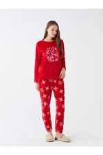 LC Waikiki Crew Neck Embroidered Long Sleeve Women's Pajama Set