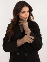 Dark beige smooth women's gloves