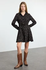 Trendyol Black Belted Animal Mini Woven Dress