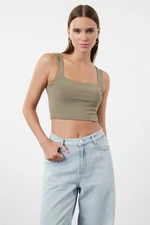 Trendyol Khaki Plain Slim Square Collar Super Crop Knitted Undershirt