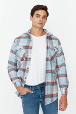 Trendyol Light Blue Men's Overshirt, Plaid Shirt -