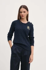 Bavlněný svetr Lauren Ralph Lauren tmavomodrá barva