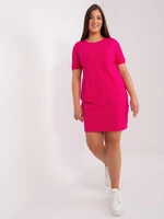 Cotton dress fuchsia basic plus sizes