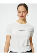 Koton Slogan Printed Crew Neck Short Sleeve Cotton