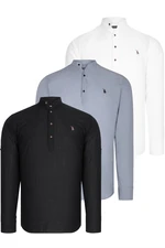 TRIPLE SET G783 DEWBERRY JUDGE COLLAR SHIRT-BLACK-WHITE-GREY