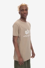 Bavlnené tričko Alpha Industries Basic T-Shirt 100501.679-beige, béžová farba, s potlačou