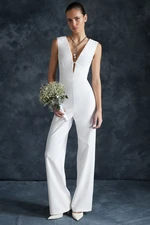 Trendyol Bridal White Wide Leg Unlined Woven Wedding/Marriage Jumpsuit