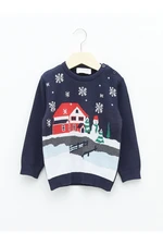 LC Waikiki Crew Neck Long Sleeve New Year Themed Baby Boy Knitwear Sweater