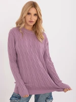 Purple sweater with round neckline