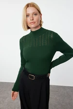 Trendyol Emerald Green Openwork/Hole Knitwear Sweater