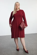 Trendyol Curve Plum Ribbed Crew Neck Plus Size & Maternity Knit Dress