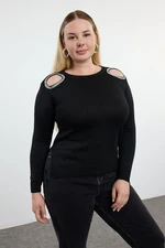 Trendyol Curve Black Stone Shoulder Cut Out Detailed Knitwear Sweater