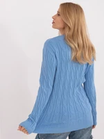 Blue sweater with round neckline