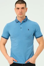 T8586 DEWBERRY MEN'S POLO NECK T-SHIRT-PLAIN INDIGO