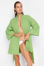 Trendyol Mini Woven 100% Cotton Kimono & Kaftan with Green Belt