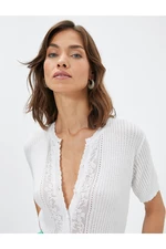 Koton Melis Ağazat X - Buttoned Short Sleeve Crochet Cardigan