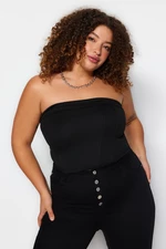 Trendyol Curve Strapless Black Knitted Blouse