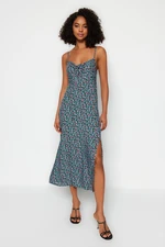 Trendyol Multicolored Floral Print Straight Cut Tie Detailed Sling Woven Dress