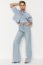 Trendyol Blue Pale Effect Vintage High Waist Wide Leg Jeans