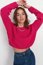 Trendyol Fuchsia Crop Pletený sveter