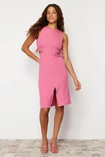 Trendyol Fuchsia Fitted Cut Out Detailed Sleeveless Midi Pencil Skirt Woven Dress