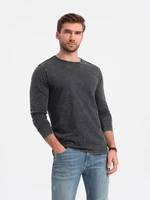 Ombre Men's wash longsleeve with round neckline - black