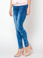 Jeans decorated with draping at the knees navy blue